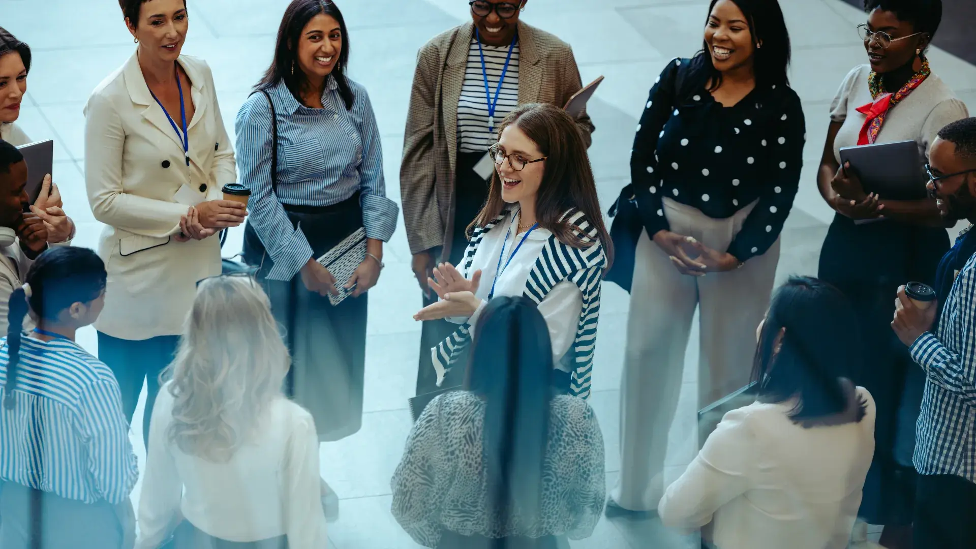 Professionals talking at a networking event
