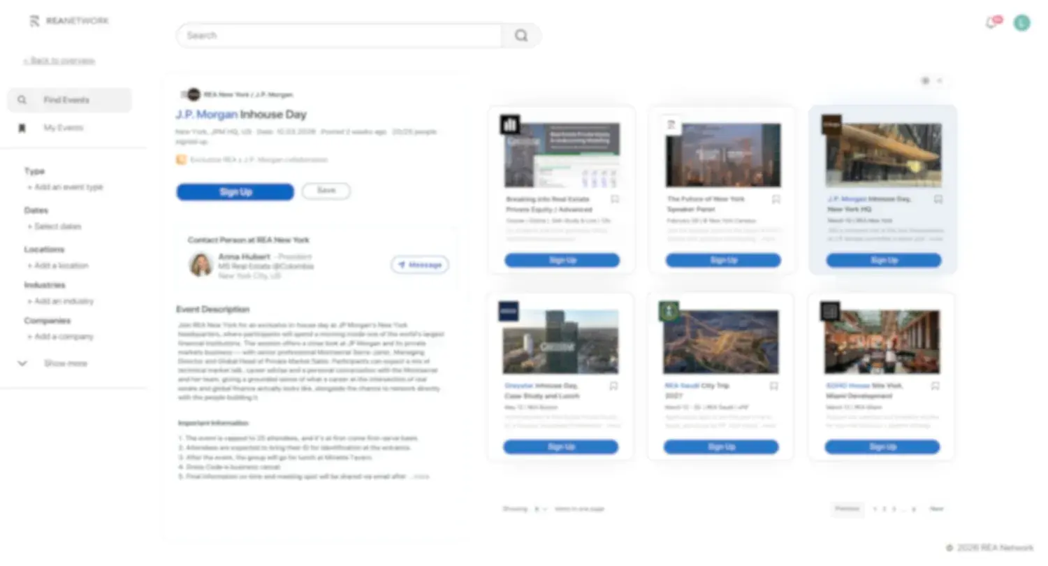 The events environment, with an inhouse day open beside the listing