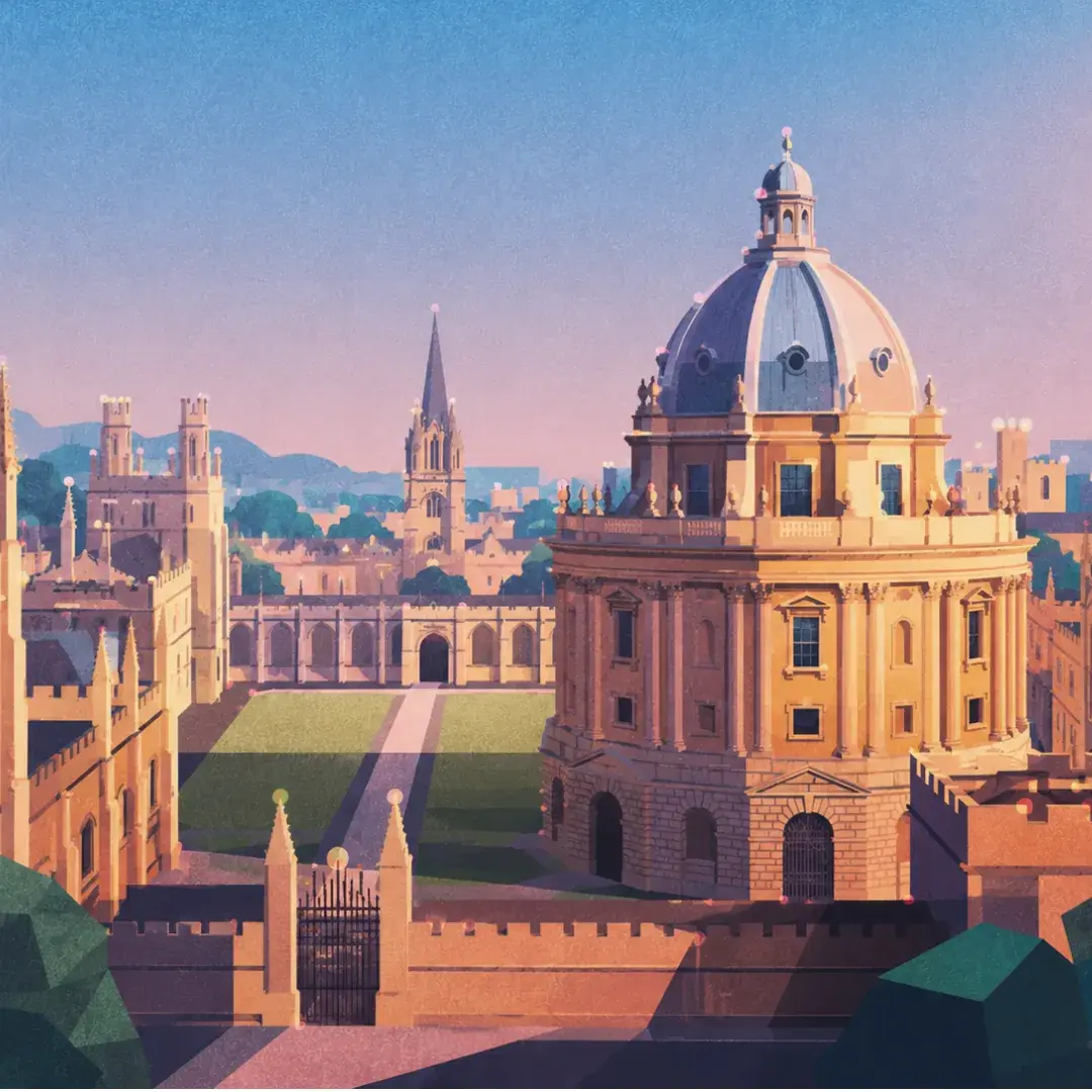 Illustration of Oxford college architecture