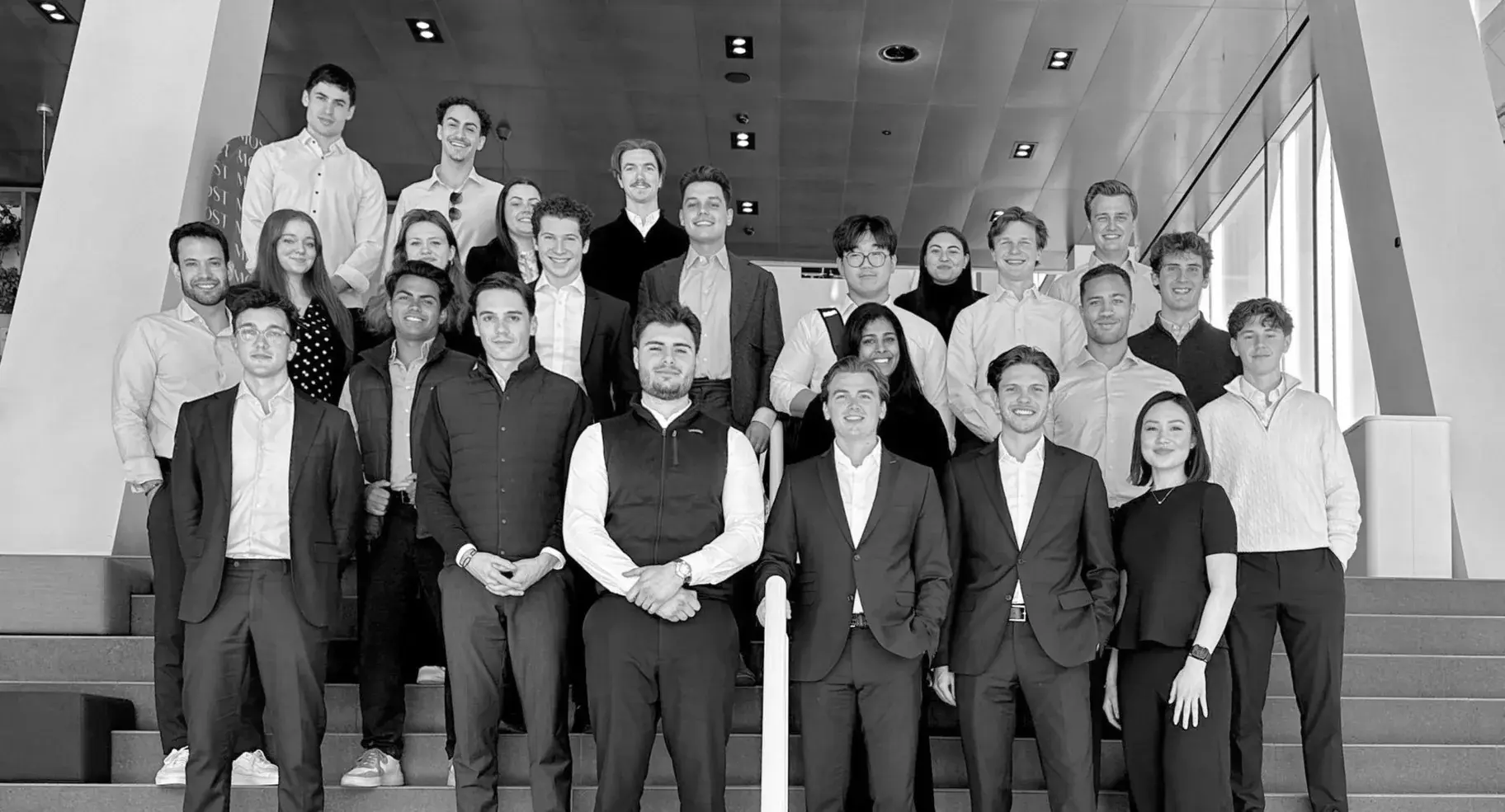 The whole group on a staircase inside EDGE’s headquarters