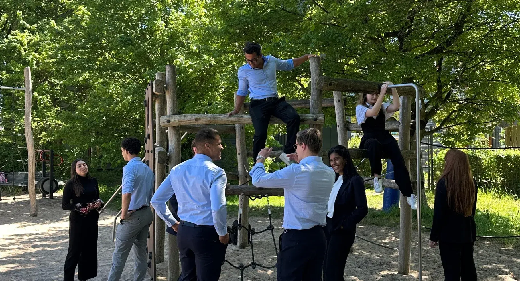 Members in an Amsterdam park after the formal programme had ended