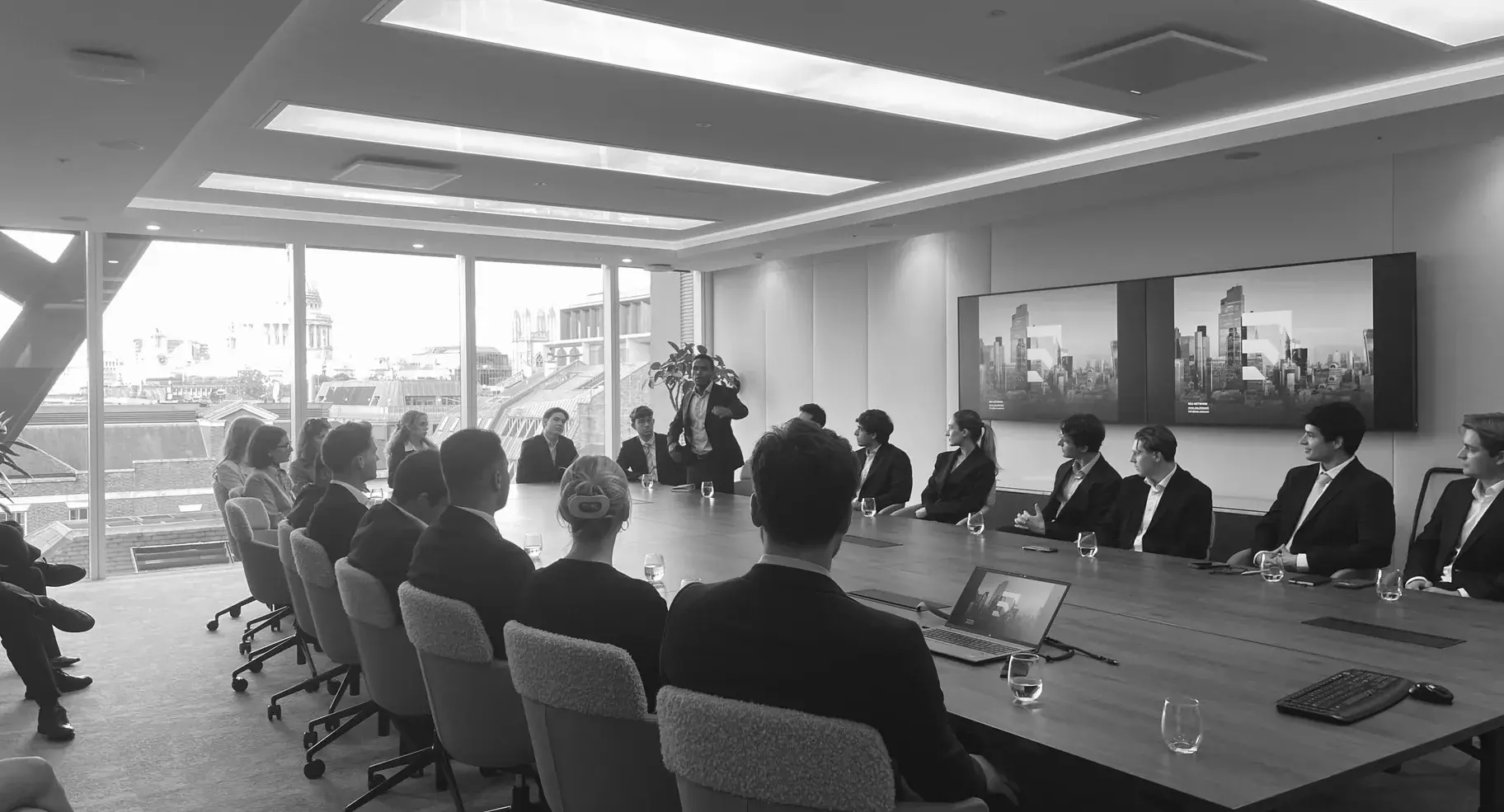 A session at Franklin Templeton, with the City of London through the windows