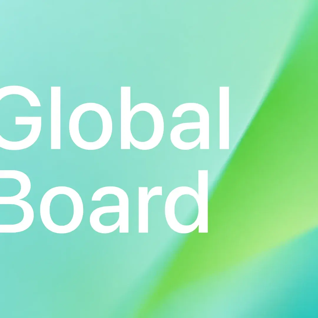 Abstract green gradient with the words Global Board