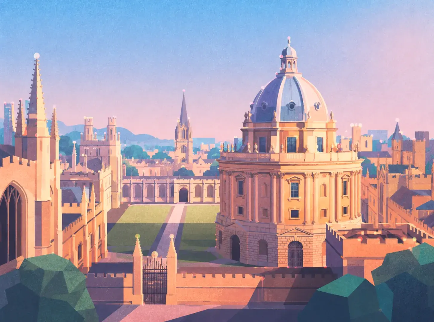 Illustration of Oxford college architecture