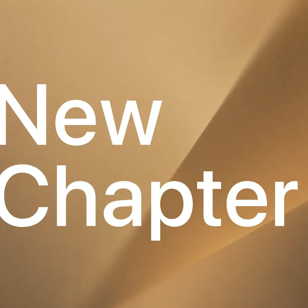 Wood grain surface with the words New Chapter